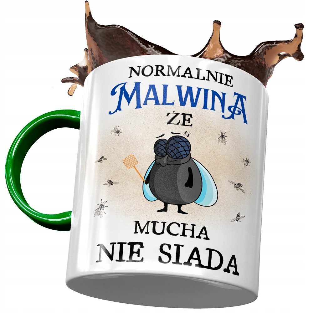 Kubek Zielony Dla Malwiny Koleżanki Żony Prezent z Nadrukiem ze Zdjęciem + Opakowanie na prezent (wzór 04)