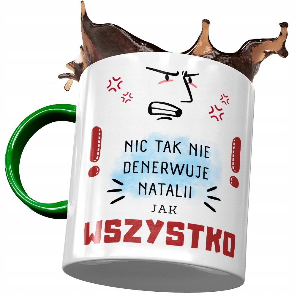 Kubek Zielony Dla Natalii Żony Przyjaciółki z Nadrukiem ze Zdjęciem + Opakowanie na prezent (wzór 03)