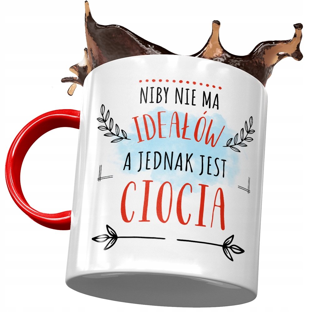 Kubek Czerwony Dla Cioci Ciotuni Urodziny Prezent z Nadrukiem ze Zdjęciem + Opakowanie na prezent (wzór 04)