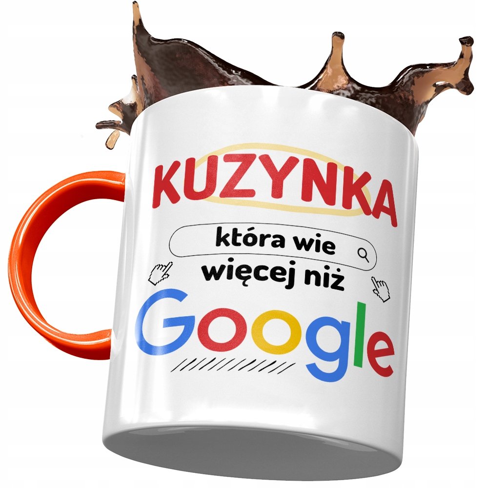 Kubek Pomarańczowy Dla Kuzynki na Urodziny Prezent z Nadrukiem ze Zdjęciem + Opakowanie na prezent (wzór 03)