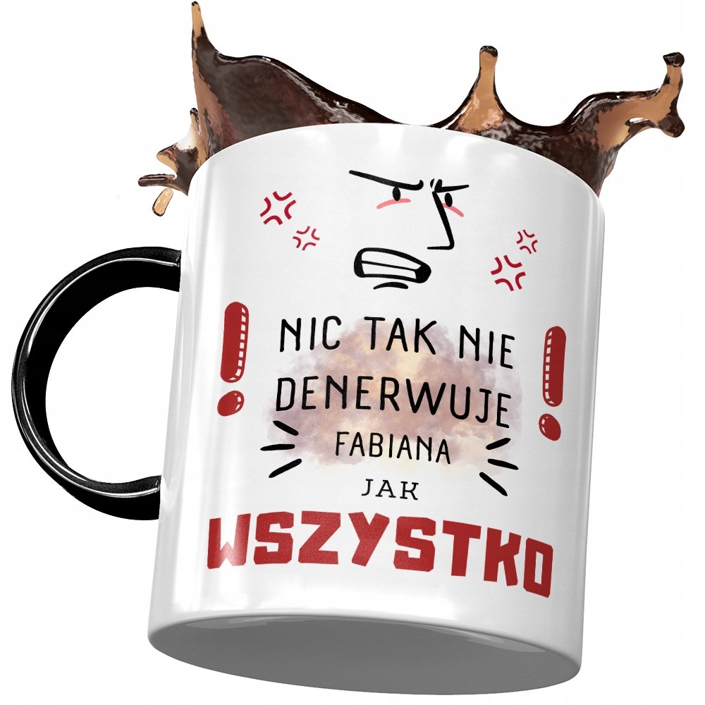 Kubek Czarny Dla Fabiana Kolegi Męża na Prezent z Nadrukiem ze Zdjęciem + Opakowanie na prezent (wzór 04)