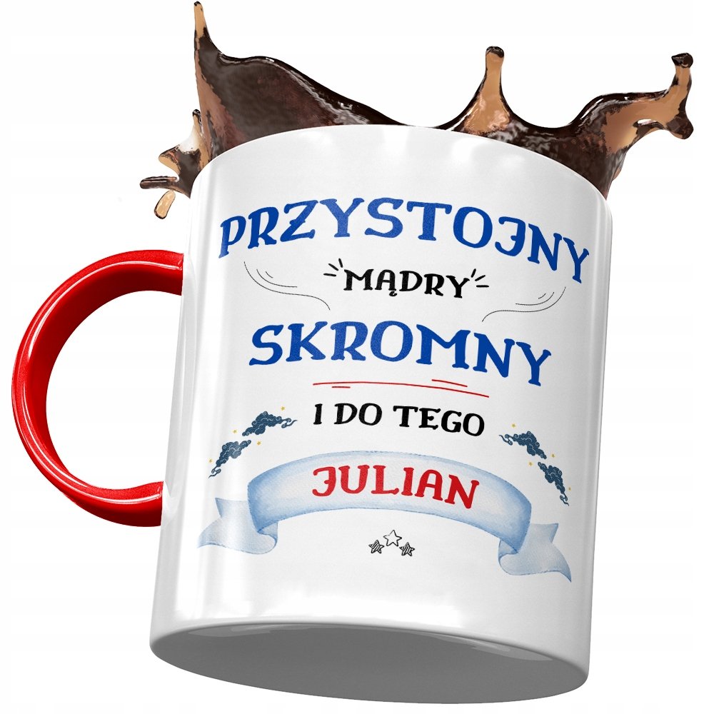 Kubek Czerwony Dla Juliana Kolegi Męża na Prezent z Nadrukiem ze Zdjęciem + Opakowanie na prezent (wzór 03)