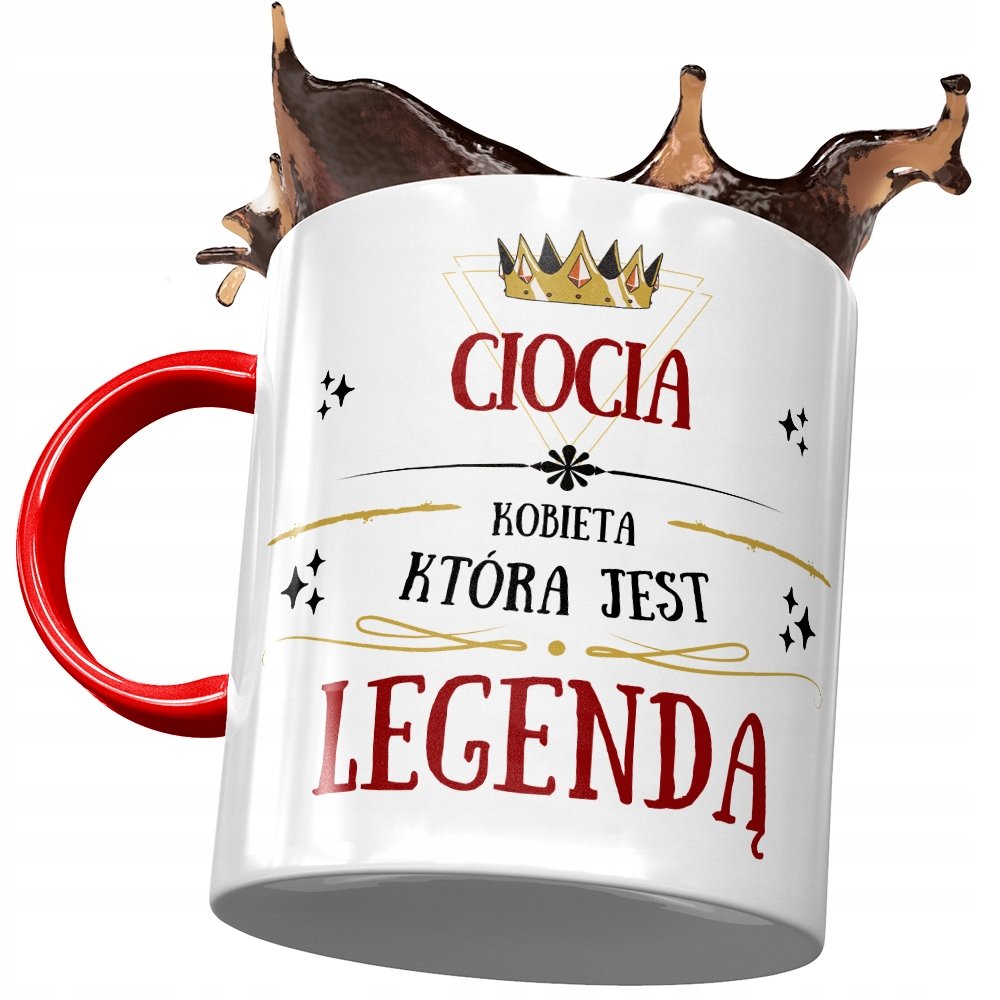 Kubek Czerwony Dla Cioci Ciotuni Urodziny Prezent z Nadrukiem ze Zdjęciem + Opakowanie na prezent (wzór 03)