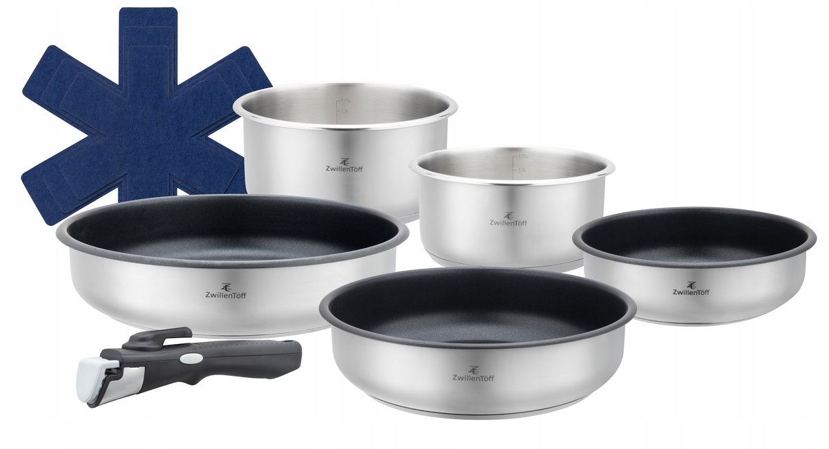 Zestaw garnków STALOWYCH ZWILLENTOFF ZT-31330 GARNKI STALOWE 9 ELEMENTÓW