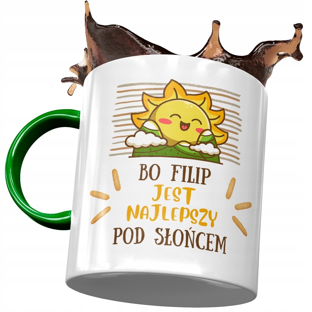 Kubek Zielony dla Filipa Kolegi na Prezent z Nadrukiem ze Zdjęciem+ Opakowanie na prezent (wzór 01)