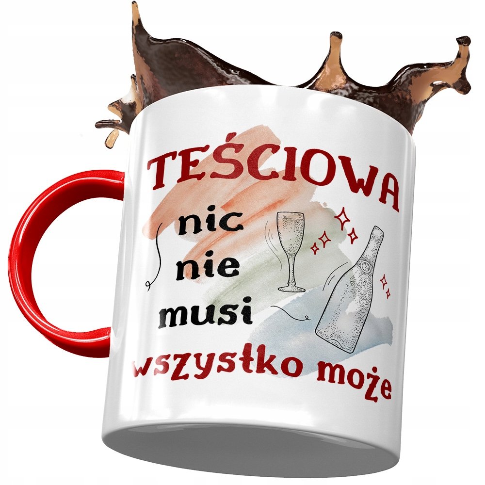 Kubek Czerwony dla Teściowej Teściuni na Prezent z Nadrukiem ze Zdjęciem + Opakowanie na prezent (wzór 02)