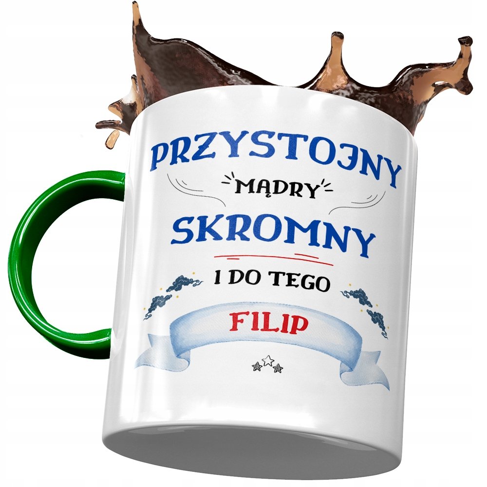 Kubek Zielony dla Filipa Kolegi na Prezent z Nadrukiem ze Zdjęciem+ Opakowanie na prezent (wzór 01)