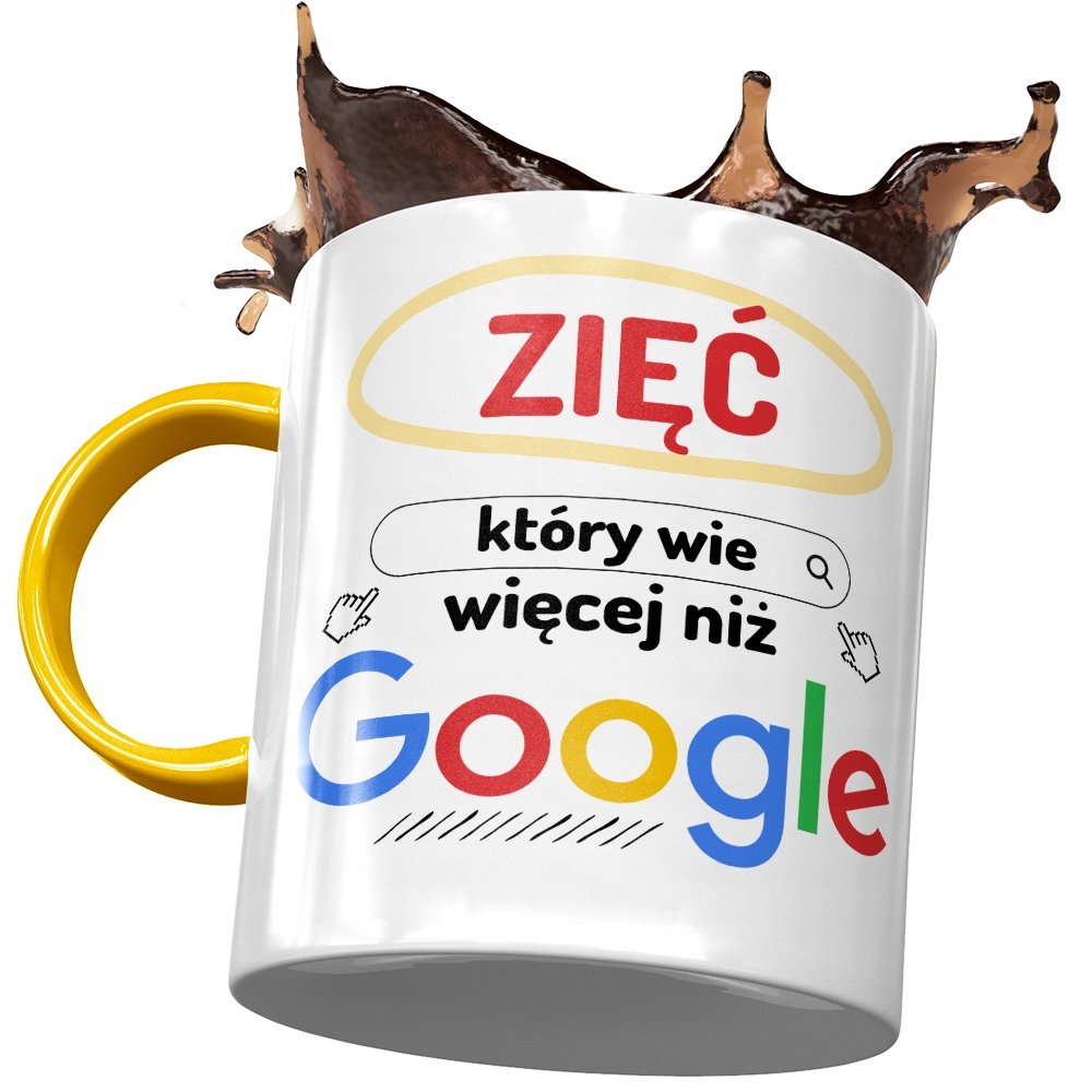 Kubek Żółty Dla Zięcia na Urodziny na Prezent z Nadrukiem ze Zdjęciem + Opakowanie na prezent (wzór 02)