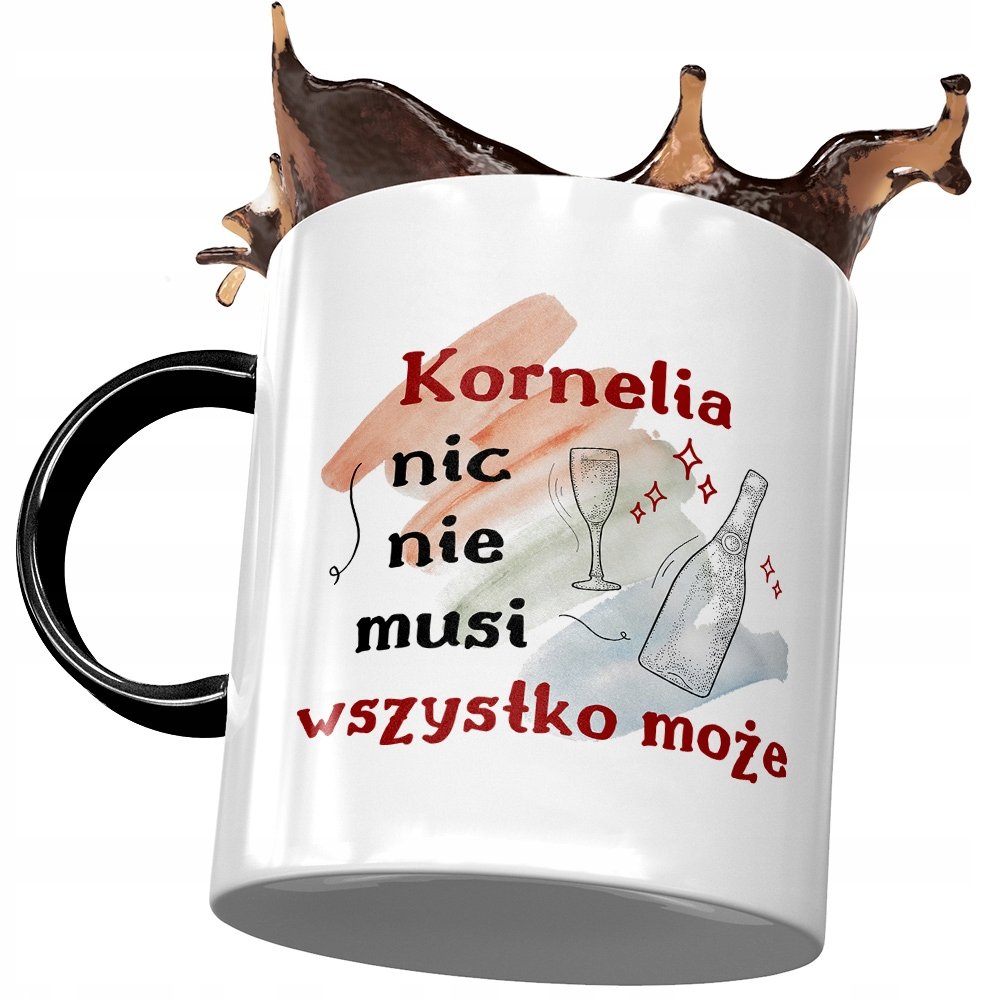 Kubek Czarny Dla Kornelii Przyjaciółki Na Prezent z Nadrukiem ze Zdjęciem+ Opakowanie na prezent (wzór 01)