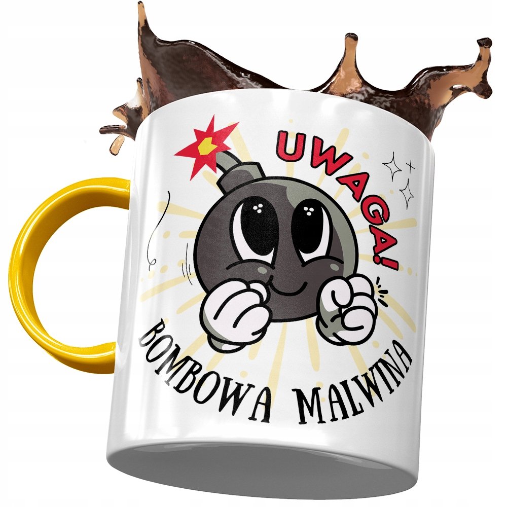Kubek Żółty Dla Malwiny Koleżanki Żony Prezent z Nadrukiem ze Zdjęciem + Opakowanie na prezent (wzór 02)