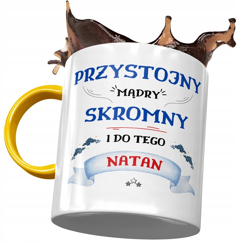 Kubek Żółty Dla Natana Kolegi Męża na Prezent z Nadrukiem ze Zdjęciem+ Opakowanie na prezent (wzór 01)