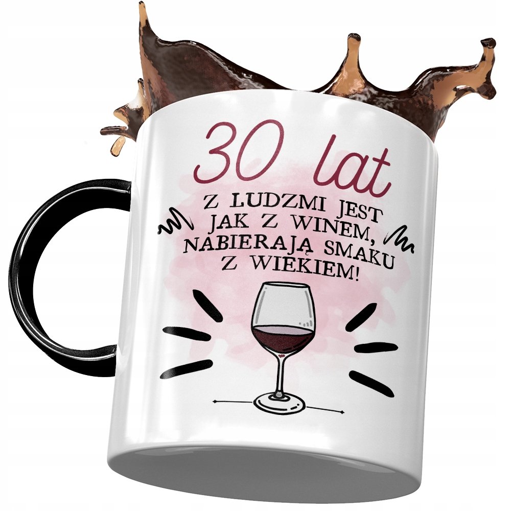 Kubek Czarny na Urodziny 30 30ste 30-ste Prezent z Nadrukiem ze Zdjęciem + Opakowanie na prezent (wzór 02)