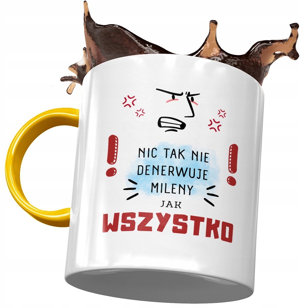 Kubek Żółty Dla Mileny Przyjaciółki Na Prezent z Nadrukiem ze Zdjęciem+ Opakowanie na prezent (wzór 01)