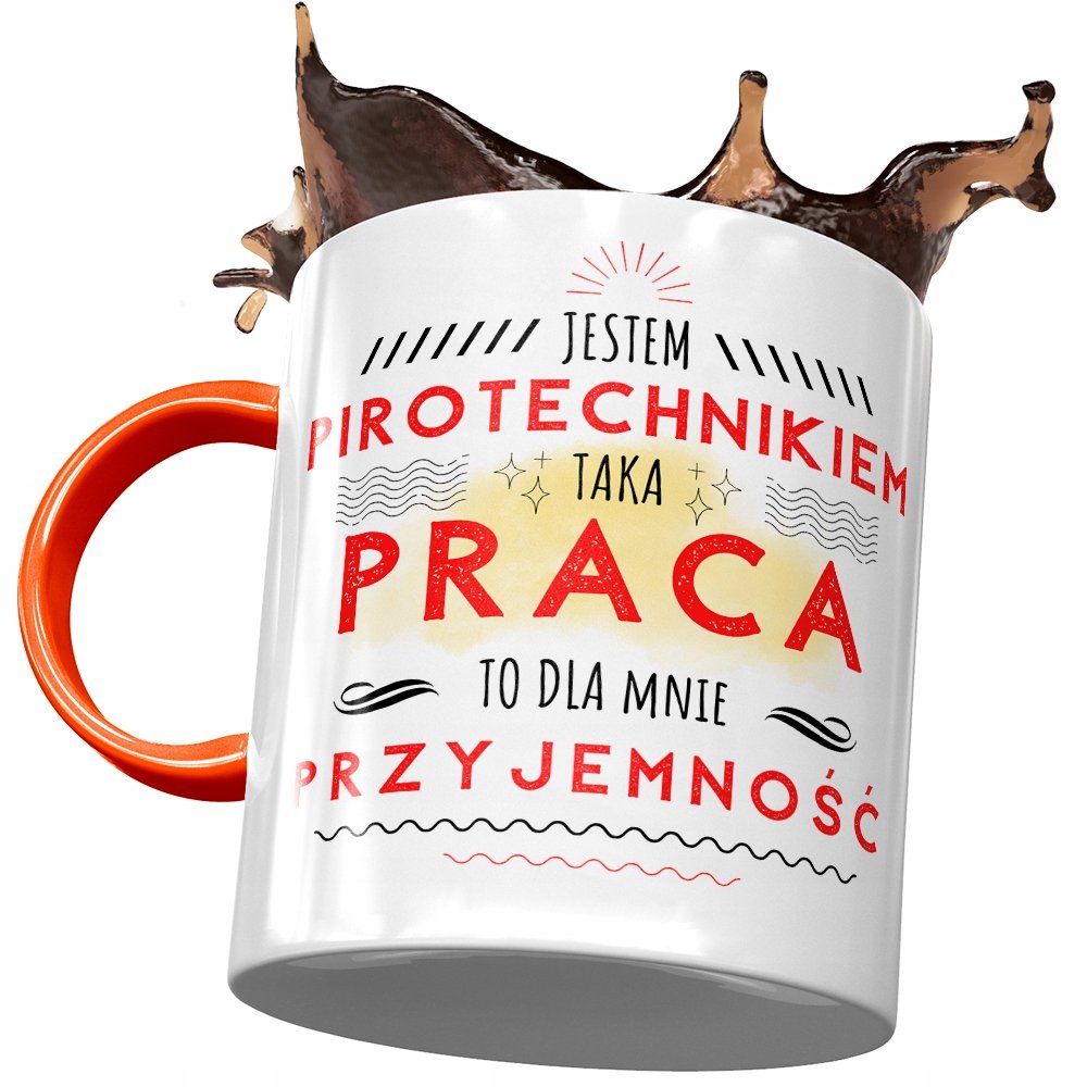 Kubek Pomarańczowy dla Pirotechnika na Prezent z Nadrukiem ze Zdjęciem + Opakowanie na prezent (wzór 02)