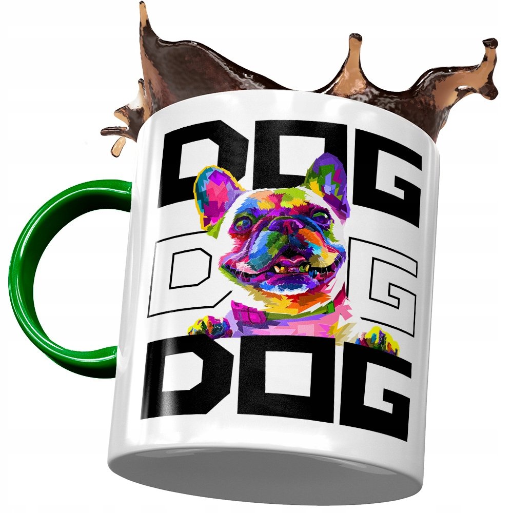 Kubek Zielony z Pieskiem Psem Słodki na Prezent z Nadrukiem ze Zdjęciem + Opakowanie na prezent (wzór 02)