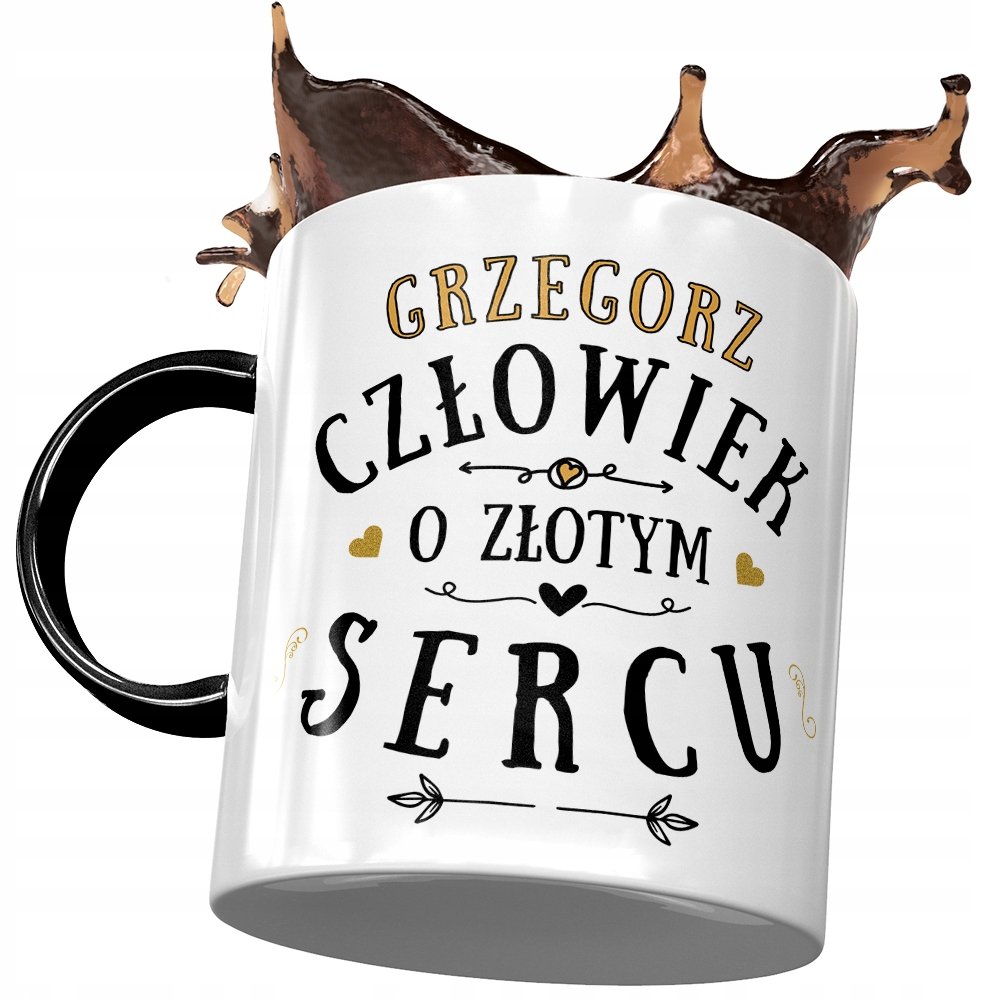 Kubek Czarny dla Grzegorza Grześka Kolegi Prezent z Nadrukiem ze Zdjęciem + Opakowanie na prezent (wzór 02)