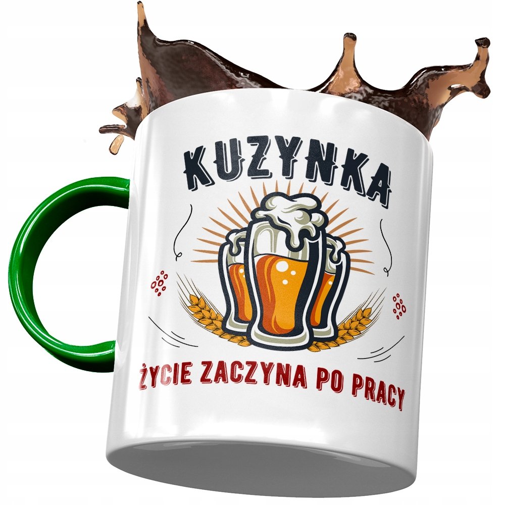 Kubek Zielony Dla Kuzynki na Urodziny na Prezent z Nadrukiem ze Zdjęciem+ Opakowanie na prezent (wzór 01)