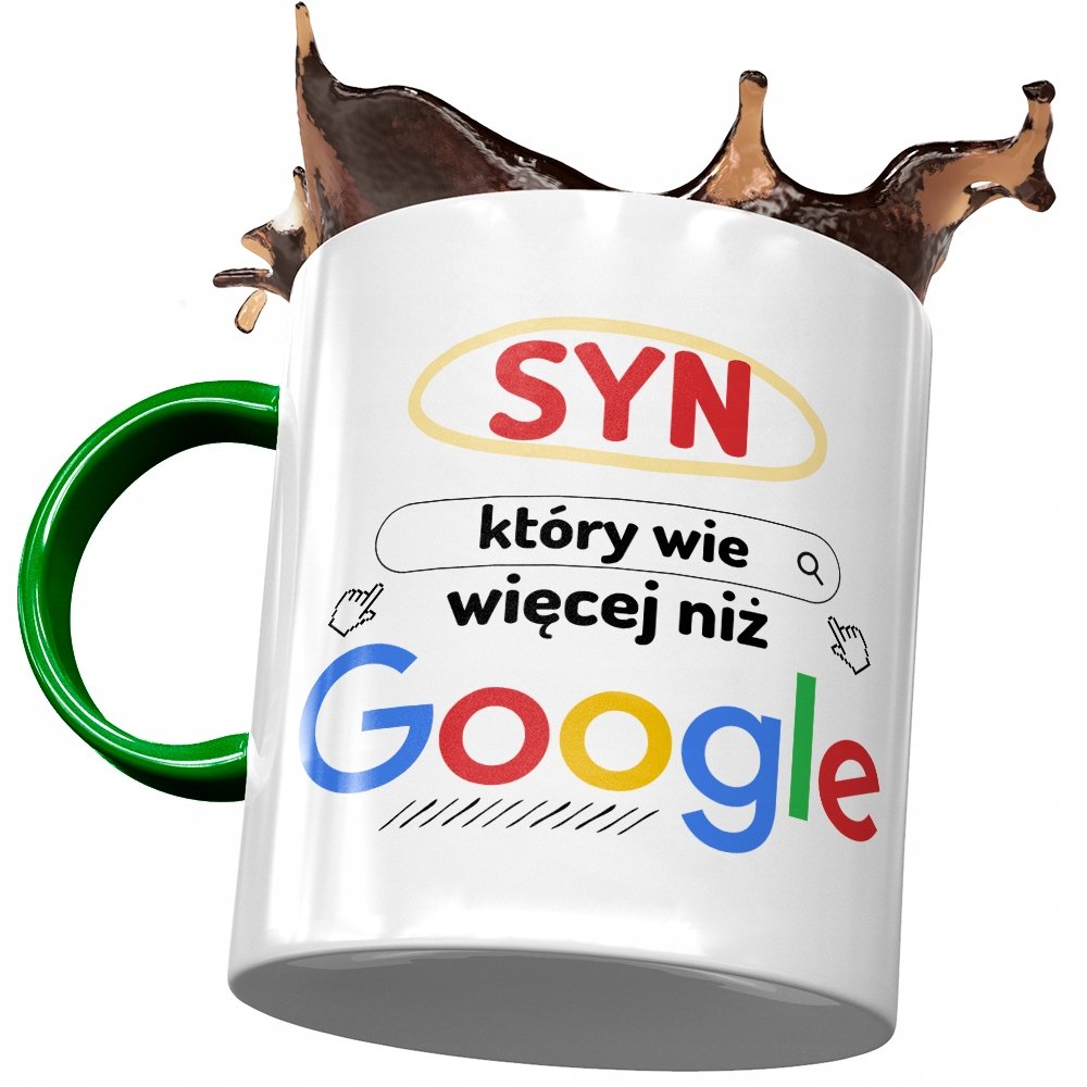 Kubek Zielony Dla Syna na Dzień Dziecka na Prezent z Nadrukiem ze Zdjęciem + Opakowanie na prezent (wzór 02)
