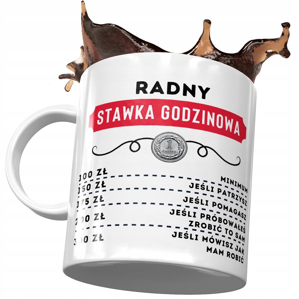 Dla Radnego Kubek na Urodziny Imieniny na Prezent z Nadrukiem ze Zdjęciem+ Opakowanie na prezent (wzór 01)