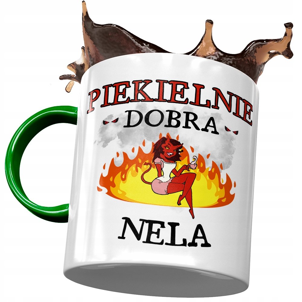 Kubek Zielony Dla Neli Żony Koleżanki Prezent z Nadrukiem ze Zdjęciem+ Opakowanie na prezent (wzór 01)