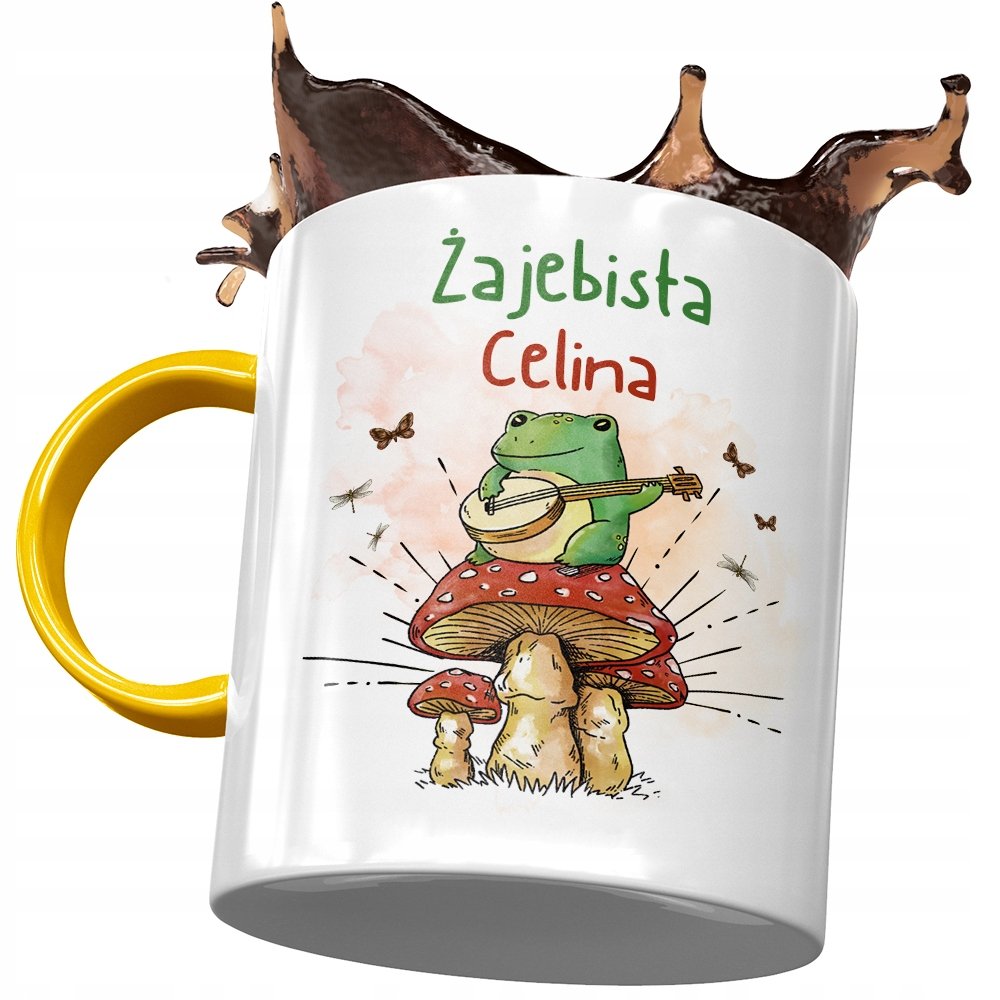 Kubek Żółty Dla Celiny Koleżanki Żony na Prezent z Nadrukiem ze Zdjęciem+ Opakowanie na prezent (wzór 01)