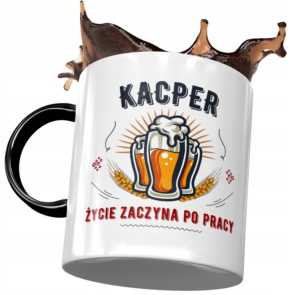 Kubek Czarny dla Kacpra Kolegi na Prezent z Nadrukiem ze Zdjęciem + Opakowanie na prezent (wzór 03)