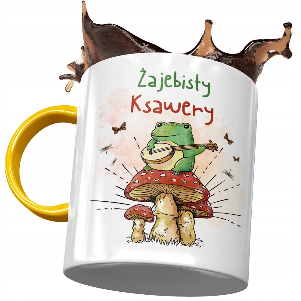 Kubek Żółty Dla Ksawerego Kolegi Męża na Prezent z Nadrukiem ze Zdjęciem + Opakowanie na prezent (wzór 04)