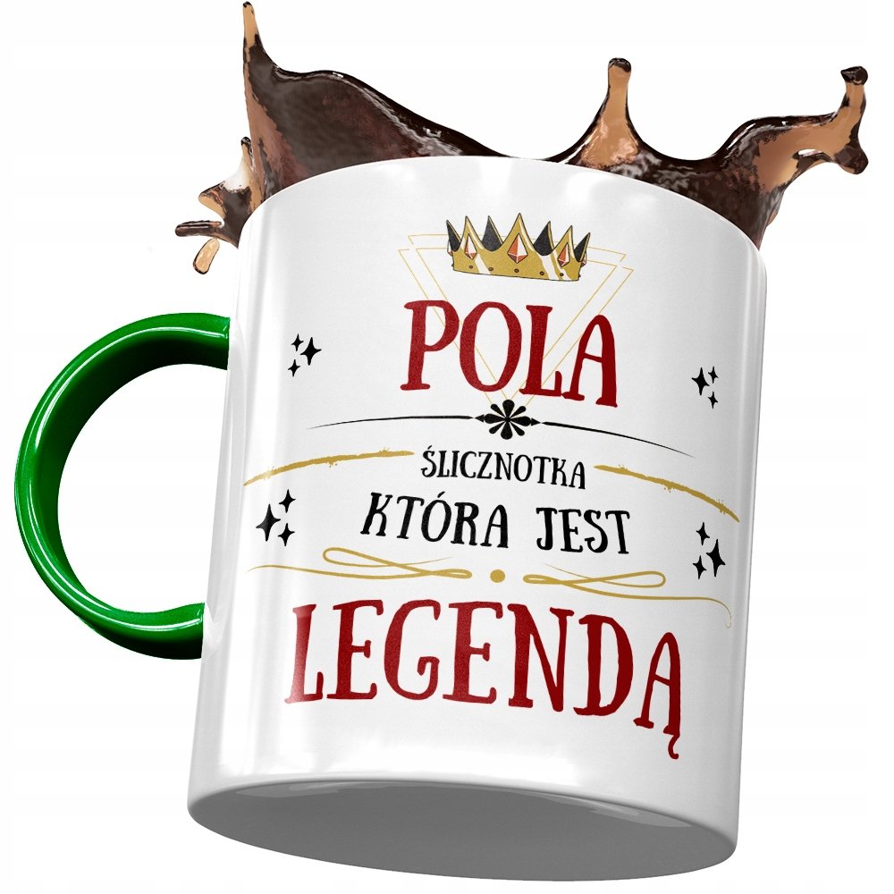 Kubek Zielony Dla Poli Koleżanki Przyjaciółki Żony z Nadrukiem ze Zdjęciem + Opakowanie na prezent (wzór 04)