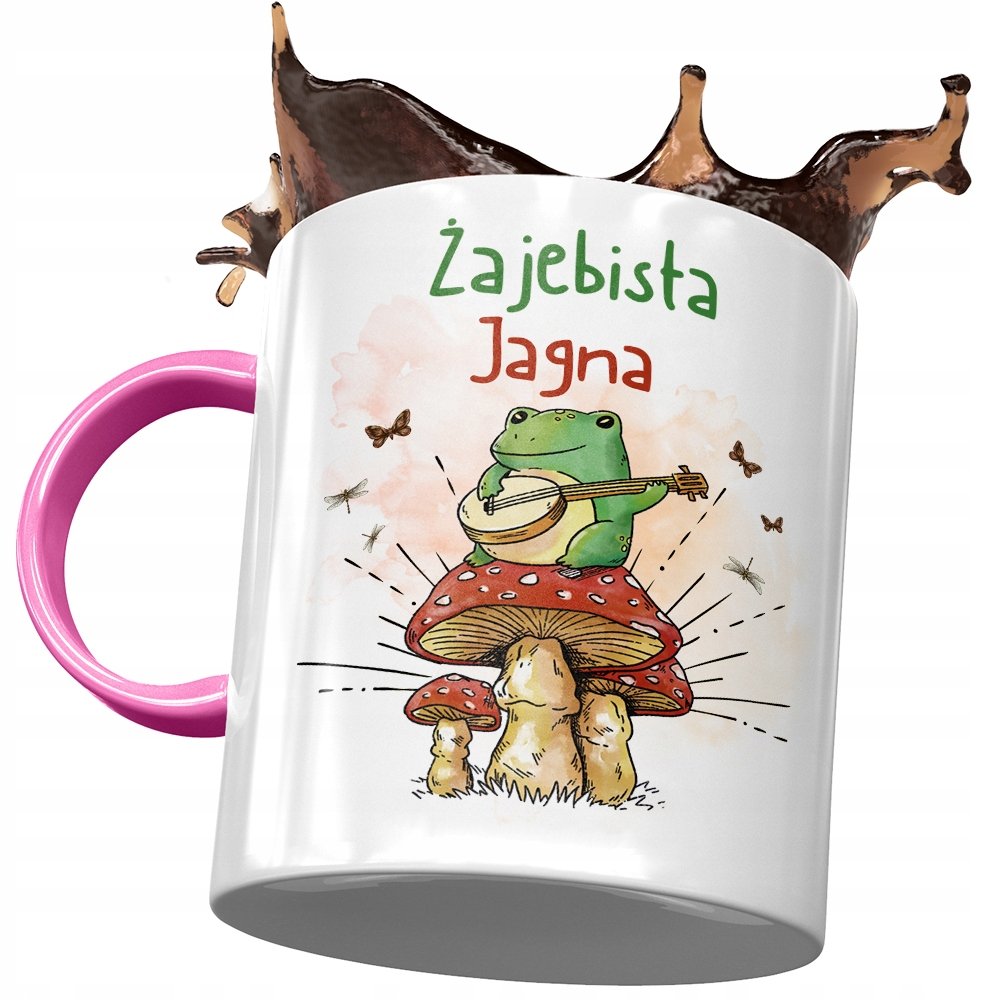 Kubek Różowy Dla Jagny Koleżanki Żony na Prezent z Nadrukiem ze Zdjęciem + Opakowanie na prezent (wzór 04)