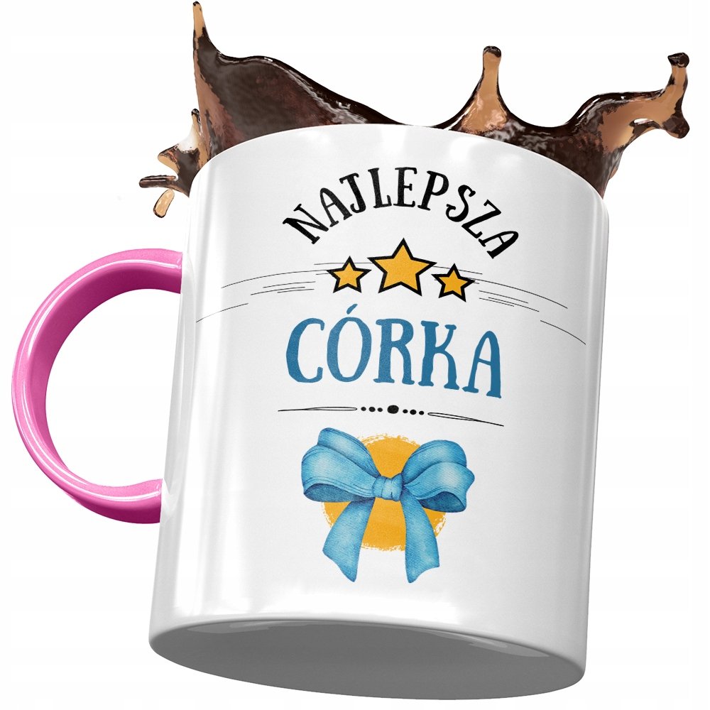 Kubek Różowy Dla Córki na Dzień Dziecka Prezent z Nadrukiem ze Zdjęciem + Opakowanie na prezent (wzór 04)