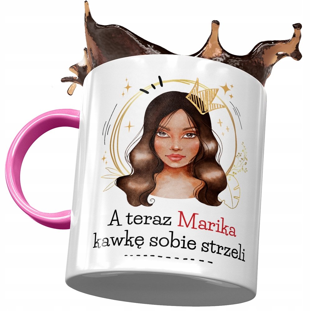 Kubek Różowy Dla Mariki Żony Przyjaciółki Prezent z Nadrukiem ze Zdjęciem + Opakowanie na prezent (wzór 04)