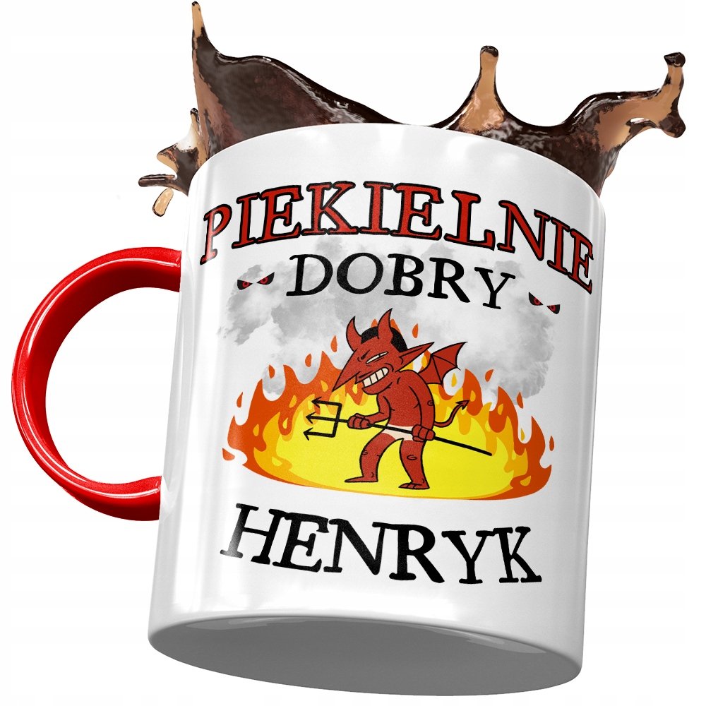 Kubek Czerwony Dla Henryka Kolegi Męża Prezent z Nadrukiem ze Zdjęciem + Opakowanie na prezent (wzór 04)
