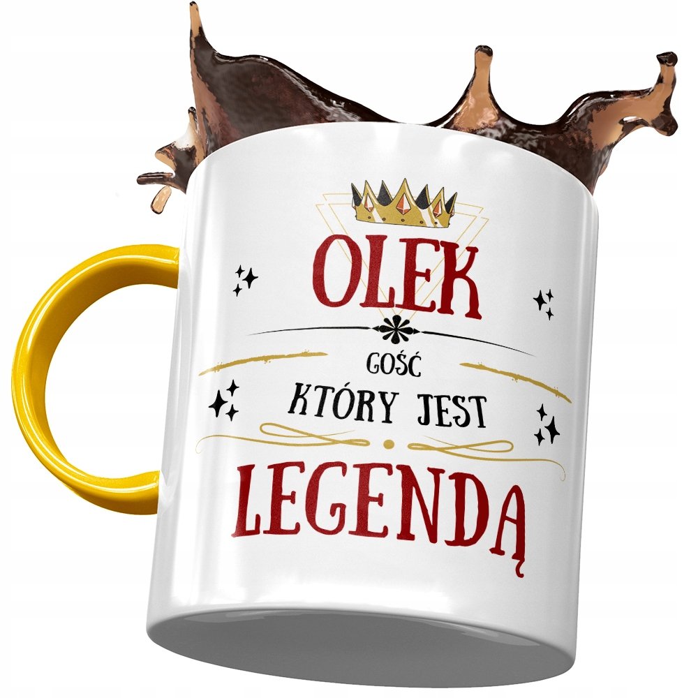 Kubek Żółty dla Aleksandra Olka Kolegi na Prezent z Nadrukiem ze Zdjęciem + Opakowanie na prezent (wzór 03)