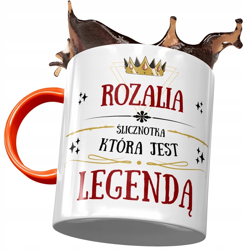 Kubek Pomarańczowy Dla Rozalii Koleżanki Prezent z Nadrukiem ze Zdjęciem + Opakowanie na prezent (wzór 03)