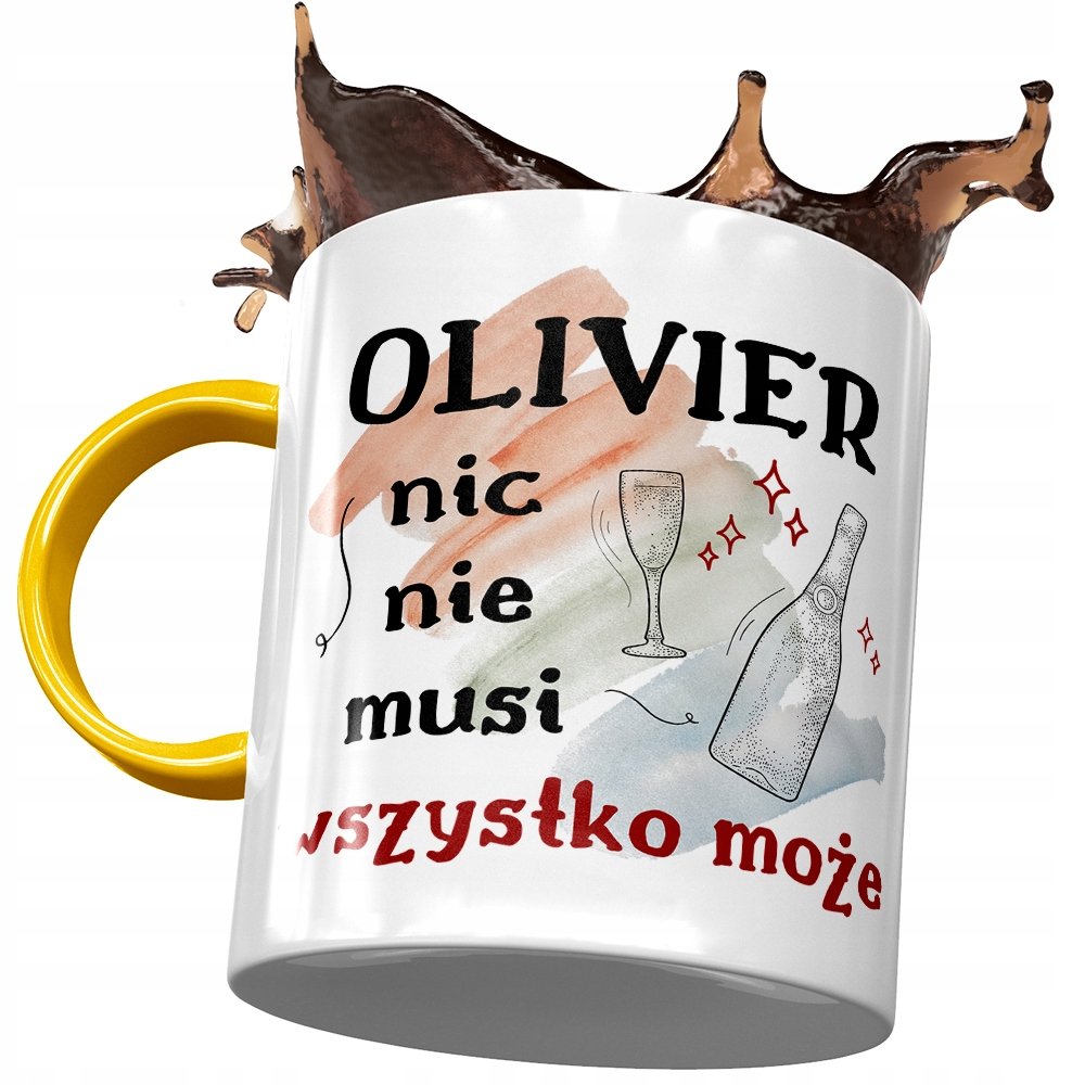 Kubek Żółty dla Oliviera Kolegi na Prezent z Nadrukiem ze Zdjęciem + Opakowanie na prezent (wzór 03)