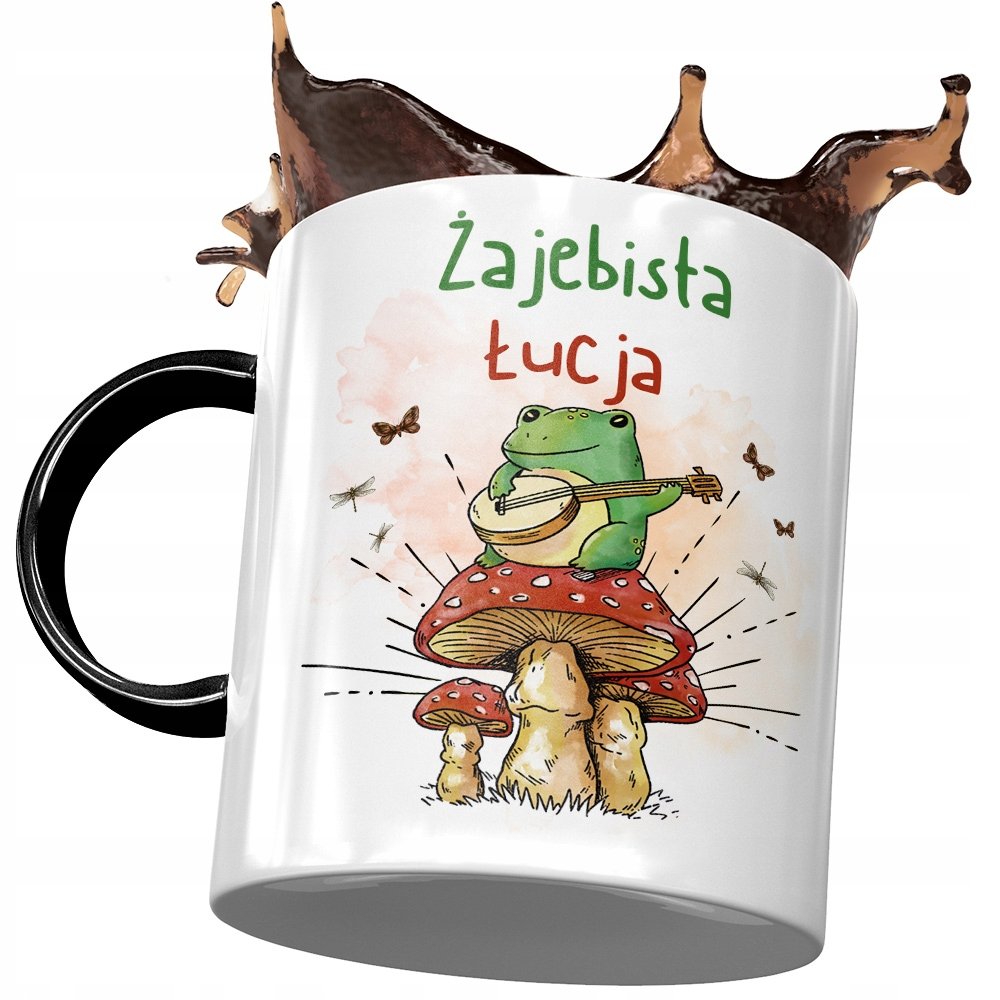 Kubek Czarny Dla Łucji Przyjaciółki Na Prezent z Nadrukiem ze Zdjęciem + Opakowanie na prezent (wzór 03)