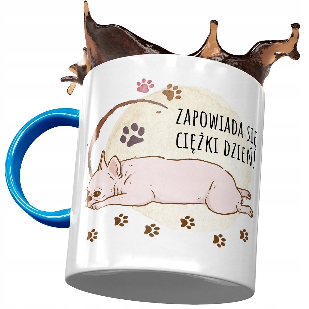 Kubek Błękitny z Pieskiem Psem Słodki na Prezent z Nadrukiem ze Zdjęciem+ Opakowanie na prezent (wzór 01)