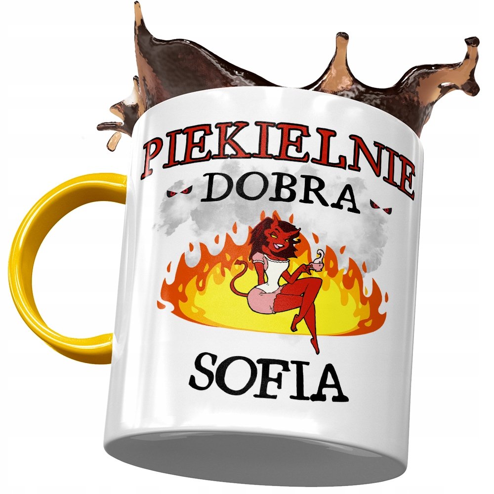 Kubek Żółty Dla Sofii Koleżanki Na Prezent z Nadrukiem ze Zdjęciem + Opakowanie na prezent (wzór 03)