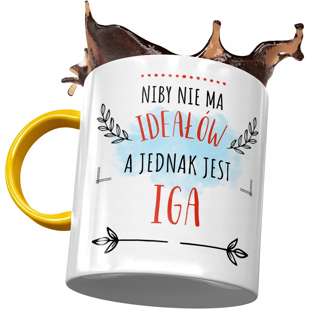 Kubek Żółty Dla Igi Żony Przyjaciółki Na Prezent z Nadrukiem ze Zdjęciem + Opakowanie na prezent (wzór 03)