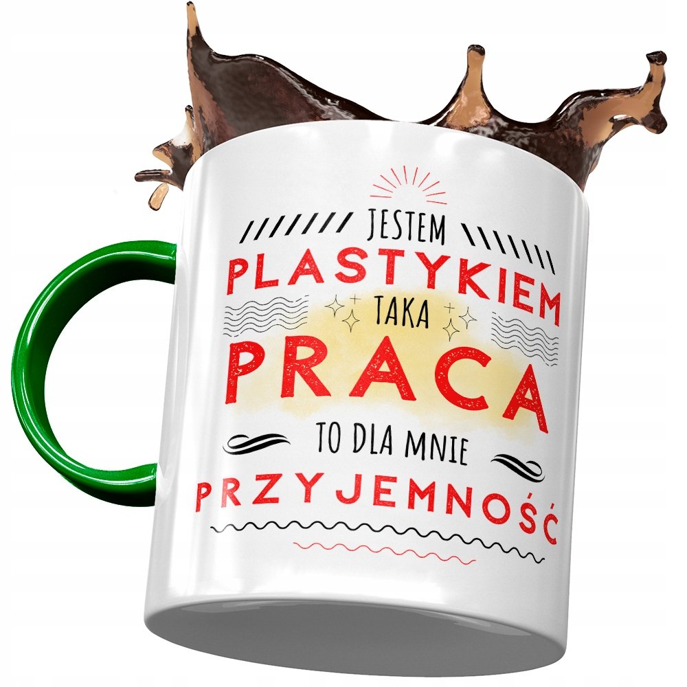 Kubek Zielony Dla Plastyka Jestem Plastykiem z Nadrukiem ze Zdjęciem + Opakowanie na prezent (wzór 03)