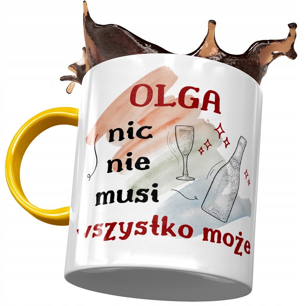 Kubek Żółty Dla Olgi Koleżanki Żony na Prezent z Nadrukiem ze Zdjęciem + Opakowanie na prezent (wzór 04)
