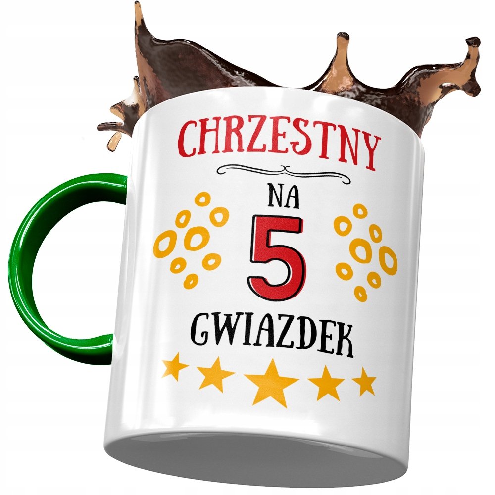 Kubek Zielony Dla Chrzestnego Idealny Na Prezent z Nadrukiem ze Zdjęciem + Opakowanie na prezent (wzór 04)