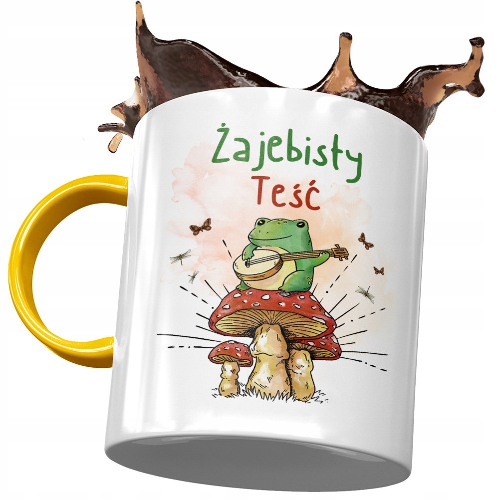 Kubek Żółty dla Teścia Teściunia na Prezent z Nadrukiem ze Zdjęciem + Opakowanie na prezent (wzór 02)