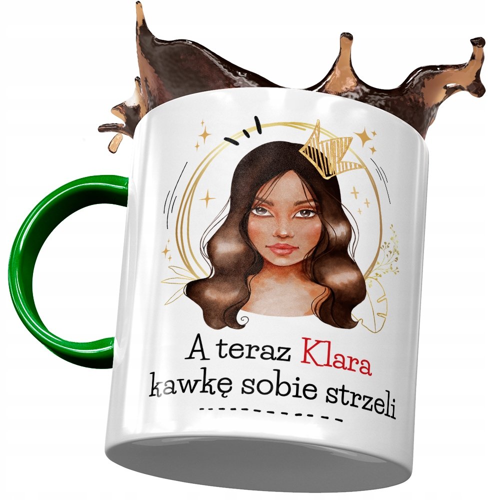Kubek Zielony Dla Klary Koleżanki na Prezent z Nadrukiem ze Zdjęciem + Opakowanie na prezent (wzór 02)