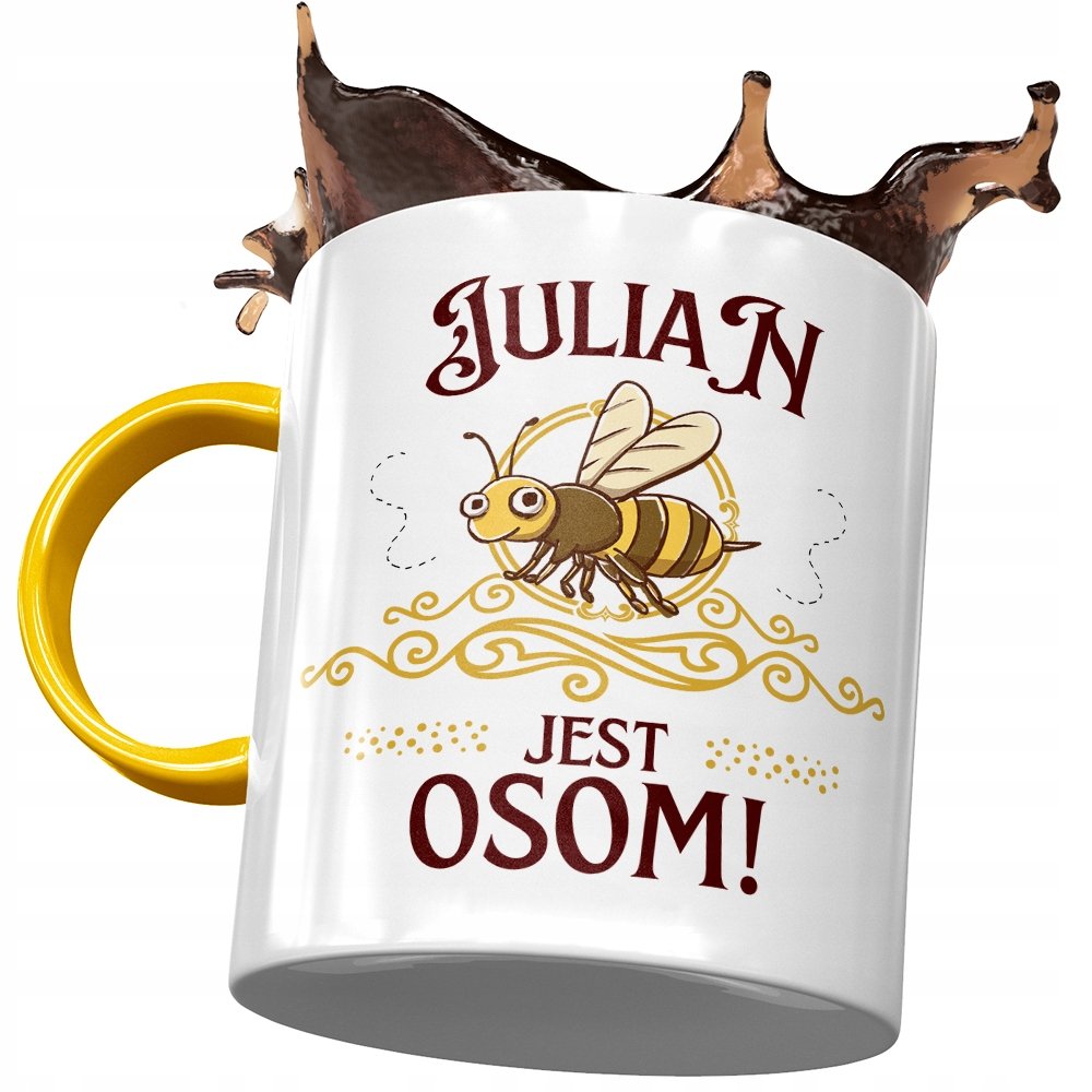Kubek Żółty Dla Juliana Kolegi Męża na Prezent z Nadrukiem ze Zdjęciem + Opakowanie na prezent (wzór 02)