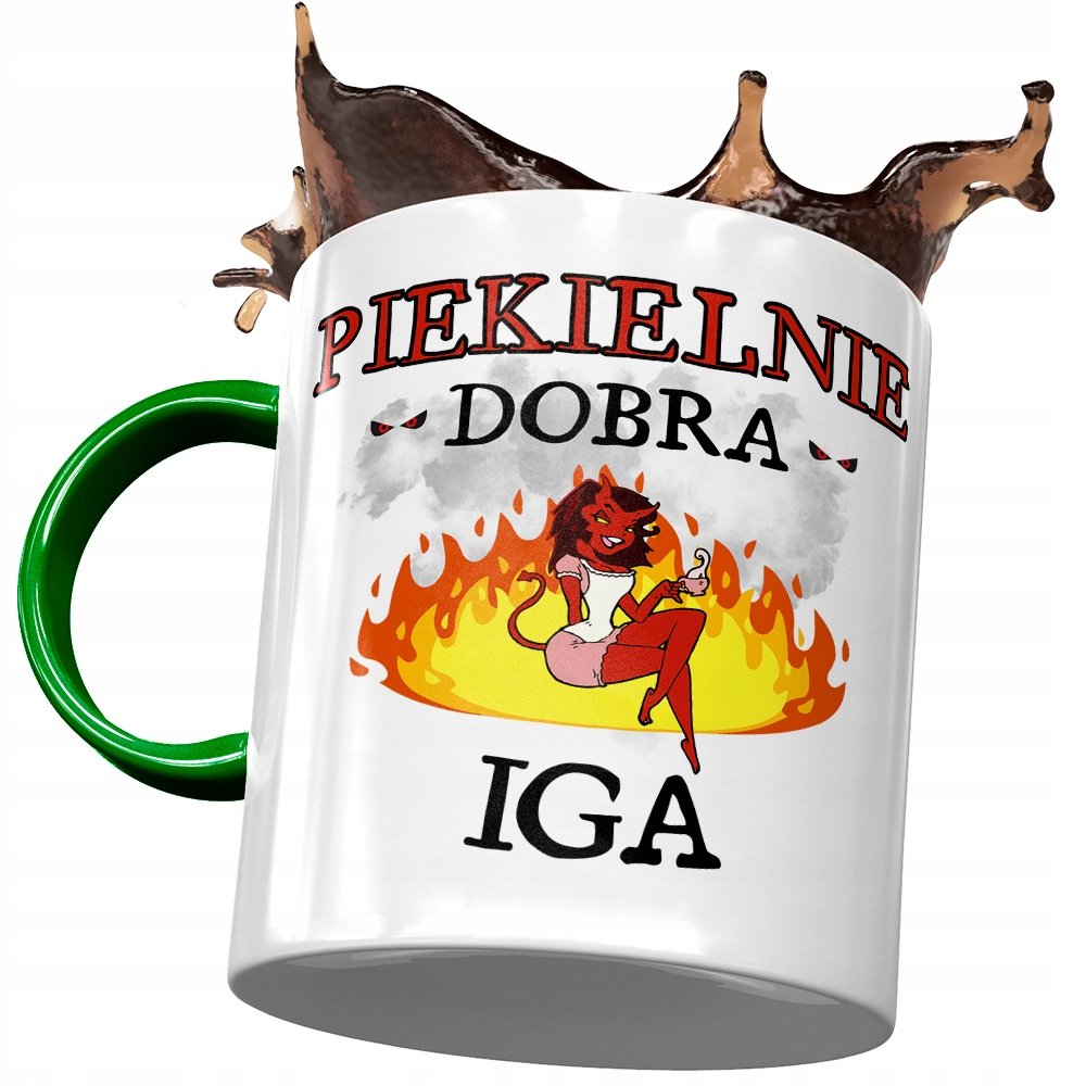 Kubek Zielony Dla Igi Żony Przyjaciółki Na Prezent z Nadrukiem ze Zdjęciem + Opakowanie na prezent (wzór 02)