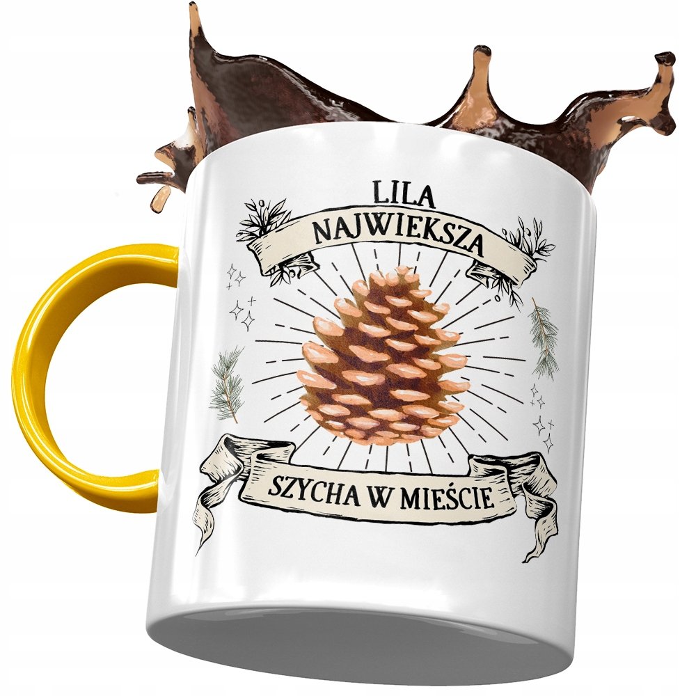 Kubek Żółty Dla Lili Koleżanki Żony na Prezent z Nadrukiem ze Zdjęciem + Opakowanie na prezent (wzór 02)