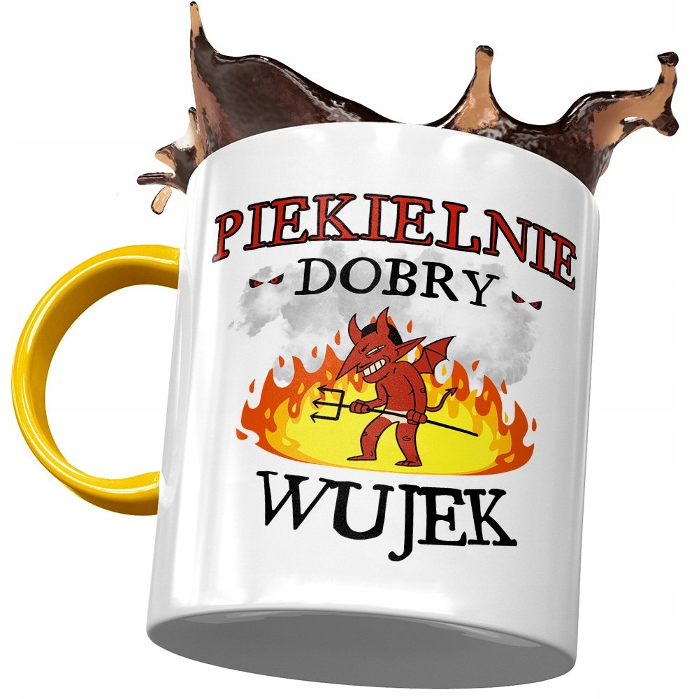 Kubek Żółty dla Wujka Wuja Wujaszka na Prezent z Nadrukiem ze Zdjęciem + Opakowanie na prezent (wzór 02)