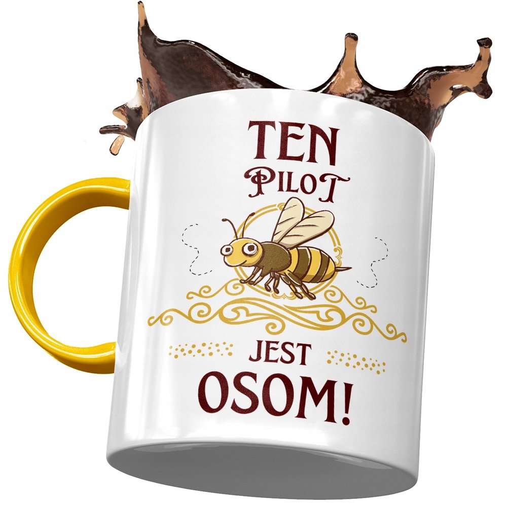 Kubek Żółty Dla Pilota Ten Pilot Jest Osom Kubek z Nadrukiem ze Zdjęciem+ Opakowanie na prezent (wzór 01)