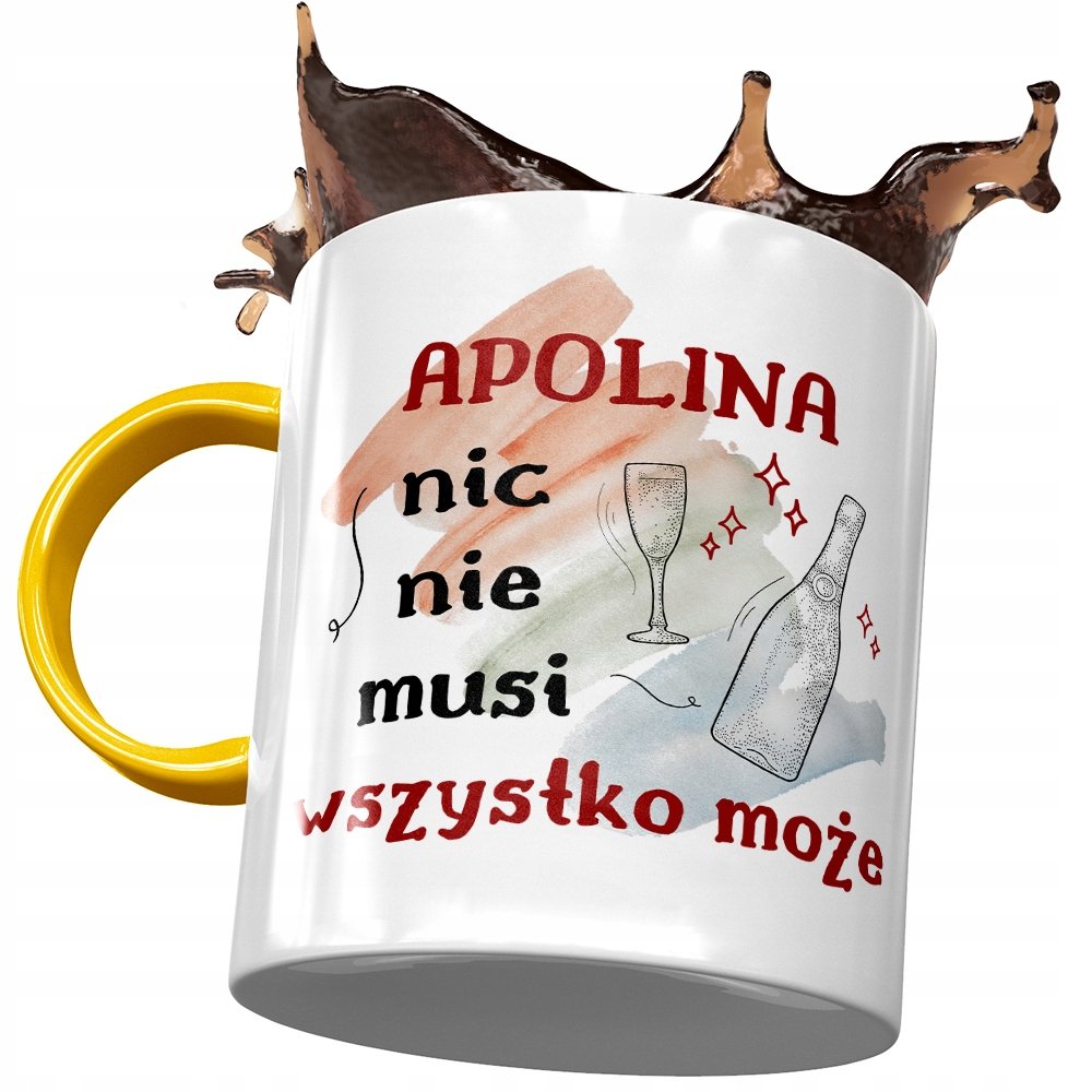 Kubek Żółty Dla Apoliny Koleżanki Żony Prezent z Nadrukiem ze Zdjęciem+ Opakowanie na prezent (wzór 01)